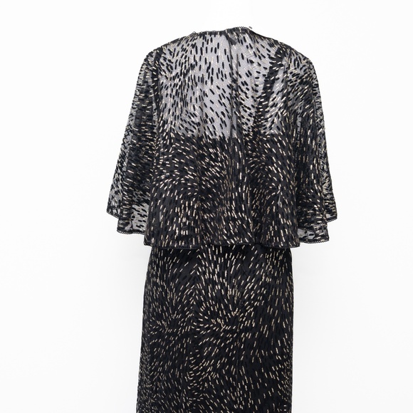 Adrianna Papell - Glitter  Evening Gown & Matching Sheer Cape - Picture 13 of 13